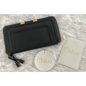 Chloe‎ Marcie Black Leather Long Zip Around Wallet